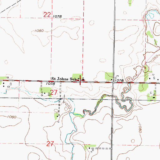 Topographic Map of Saint John's Lutheran Church, MN