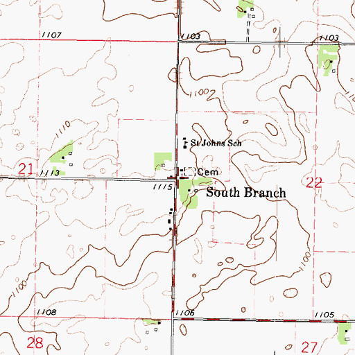 Topographic Map of Saint John's Lutheran Church, MN