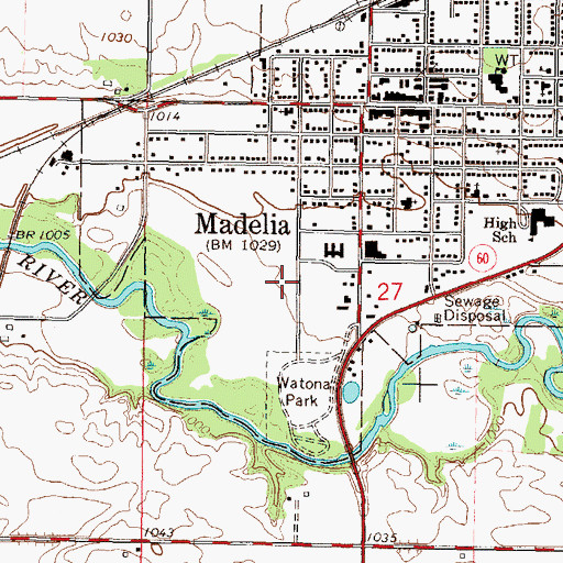 Topographic Map of Watawan County Historical Center, MN