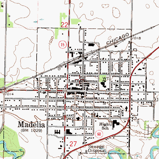 Topographic Map of Madelia Public Library, MN