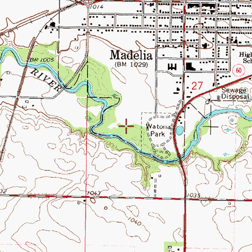 Topographic Map of Madelia Golf Course, MN