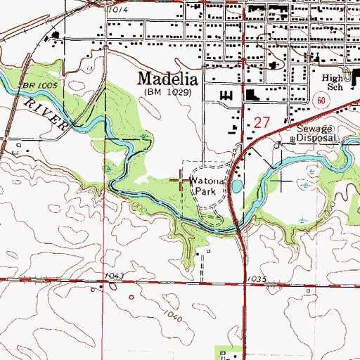 Topographic Map of Watona Park Campground, MN