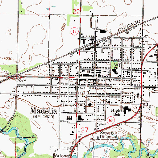 Topographic Map of Madelia Fire Department, MN