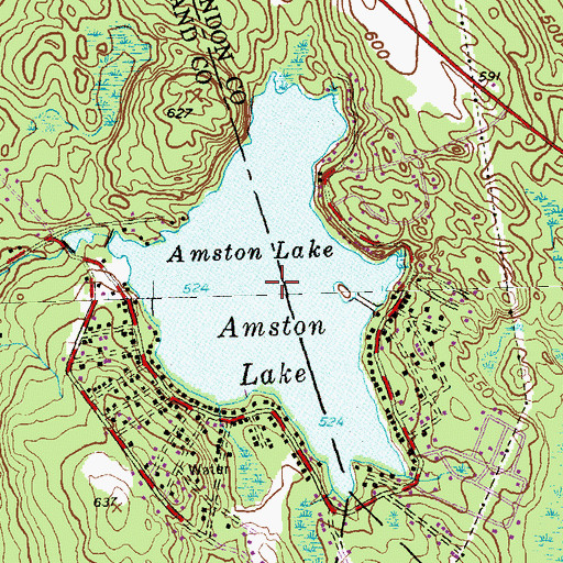 Topographic Map of Amston Lake, CT
