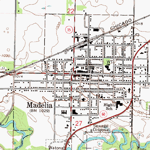 Topographic Map of Madelia City Police Department, MN