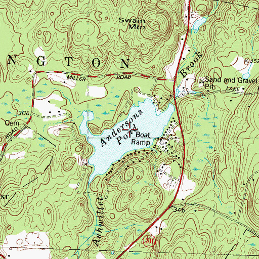 Topographic Map of Anderson Pond, CT