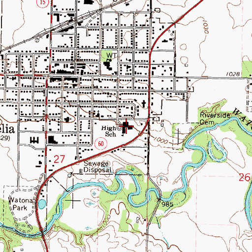 Topographic Map of Madelia High School, MN