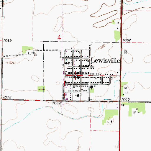 Topographic Map of Lewisville Post Office, MN
