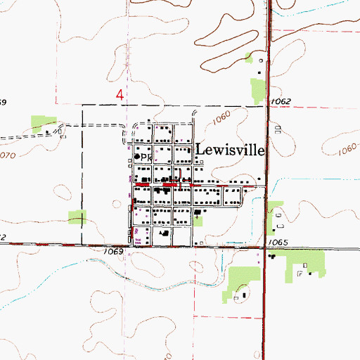 Topographic Map of Lewisville Police Department, MN