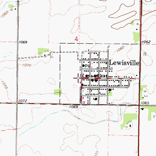 Topographic Map of Lewisville (historical), MN