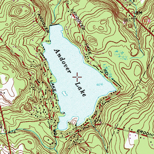 Topographic Map of Andover Lake, CT