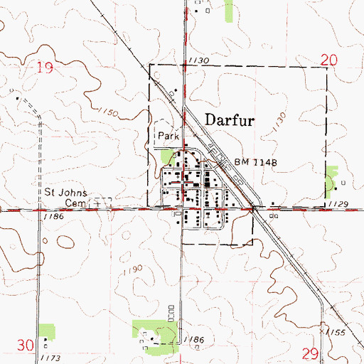 Topographic Map of Darfur Branch Library, MN