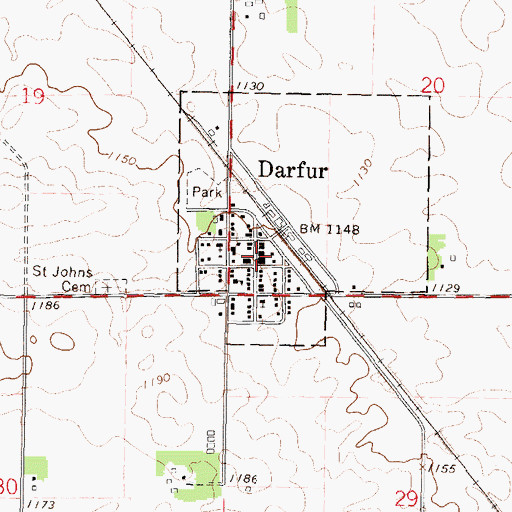 Topographic Map of Darfur Fire Department, MN