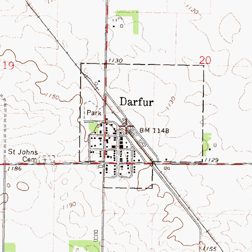 Topographic Map of Darfur (historical), MN