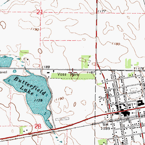 Topographic Map of Voss Park Campground, MN
