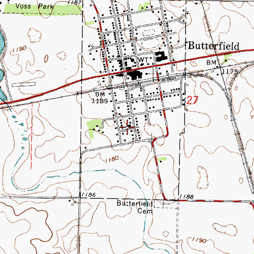 Topographic Map of First Lutheran Church, MN