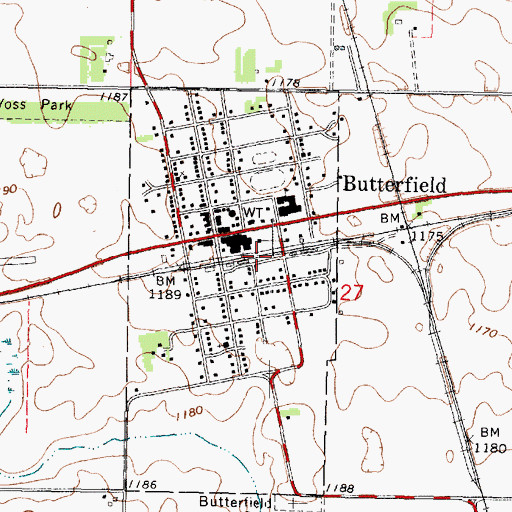 Topographic Map of Butterfield, MN