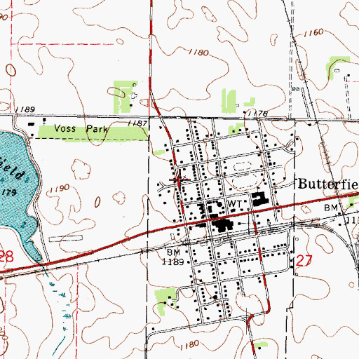 Topographic Map of Butterfield Mennonite Church, MN