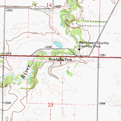 Topographic Map of Watonwan River Rest Area, MN