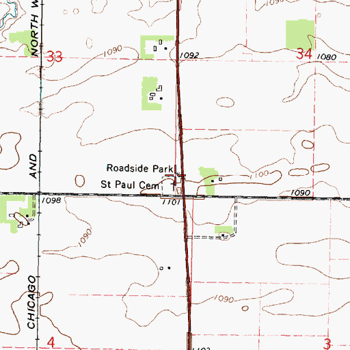 Topographic Map of Truman Wayside Park, MN