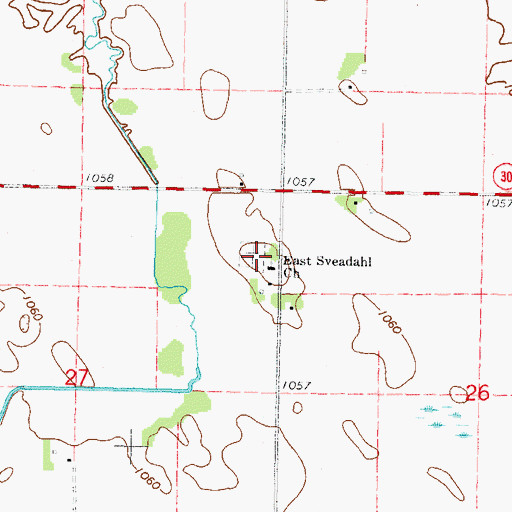 Topographic Map of East Sveadahl Cemetery, MN