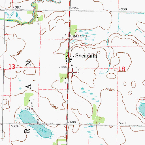 Topographic Map of West Sveadahl Cemetery, MN