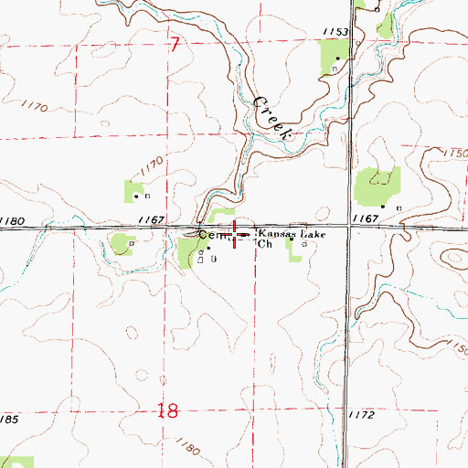 Topographic Map of Kansas Lake Cemetery, MN