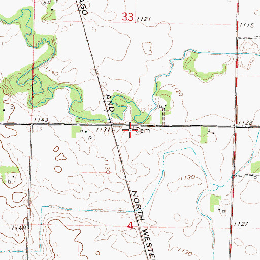 Topographic Map of Haseman Post Cemetery, MN