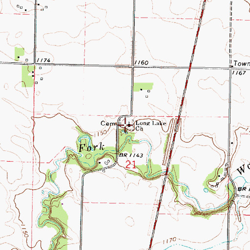 Topographic Map of Long Lake Lutheran Church Cemetery, MN