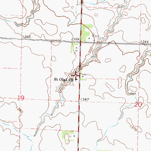 Topographic Map of Saint Olaf Cemetery, MN