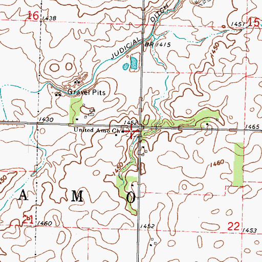 Topographic Map of United Amo Cemetery, MN