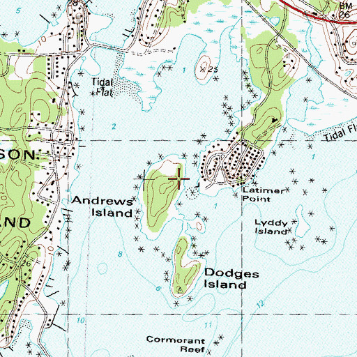 Topographic Map of Andrews Island, CT
