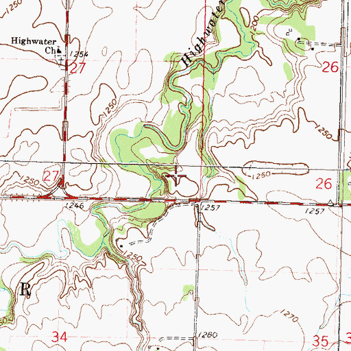 Topographic Map of Highwater Park, MN