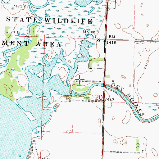 Topographic Map of Lady Bird County Park, MN