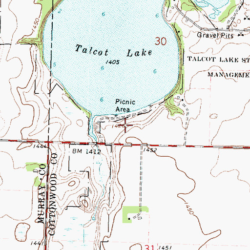 Topographic Map of Talcot Lake County Park, MN
