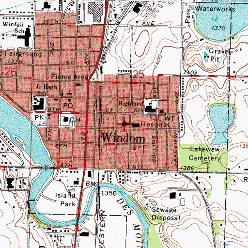 Topographic Map of American Lutheran Church, MN