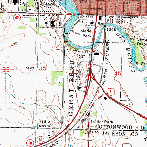 Topographic Map of Living Word Lutheran Church, MN