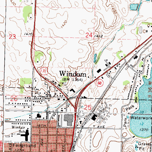 Topographic Map of Windom Area Hospital, MN