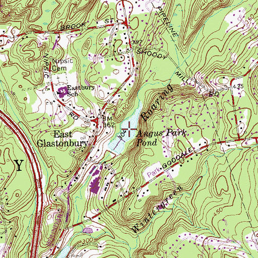 Topographic Map of Angus Park Pond, CT