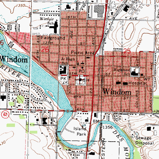 Topographic Map of Cottonwood County Courthouse, MN