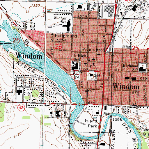 Topographic Map of Witt Memorial Park, MN