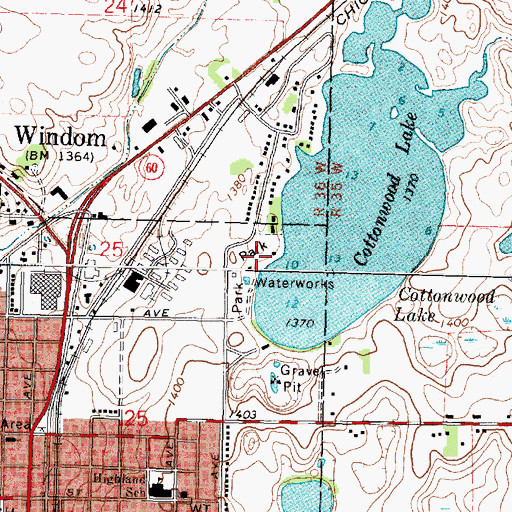 Topographic Map of Tegels Park, MN