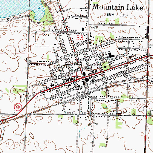 Topographic Map of Mountain Lake City Park, MN