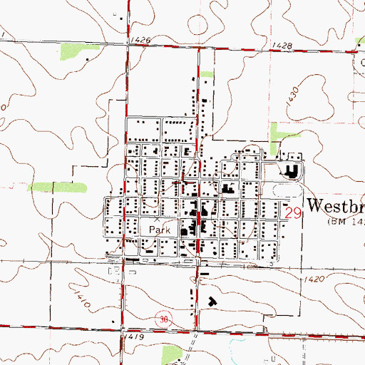 Topographic Map of Grace Lutheran Church, MN