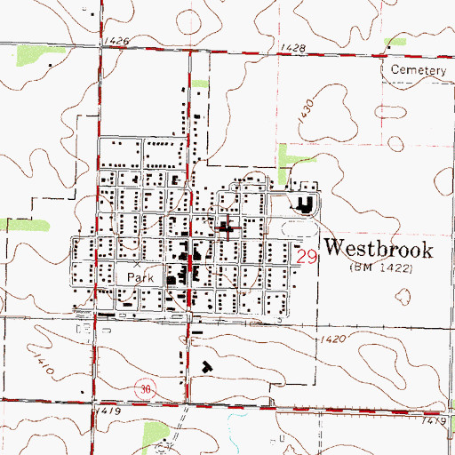 Topographic Map of Westbrook Christian School, MN