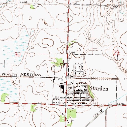 Topographic Map of Storden Baptist Church, MN