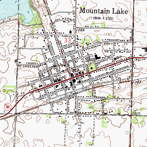 Topographic Map of Mountain Lake Public Library, MN