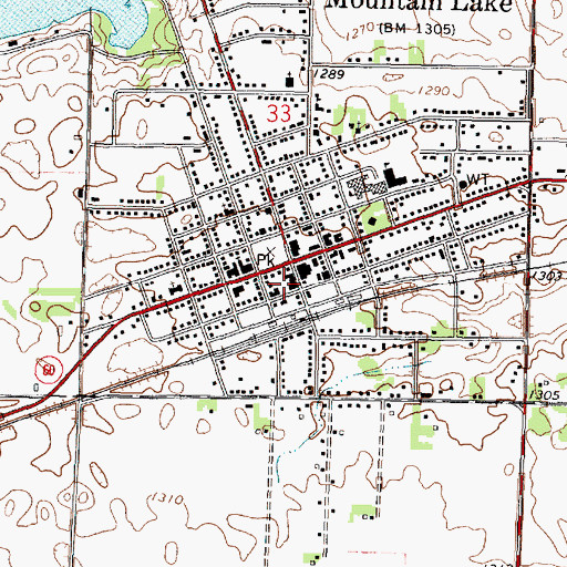 Topographic Map of Mountain Lake Post Office, MN