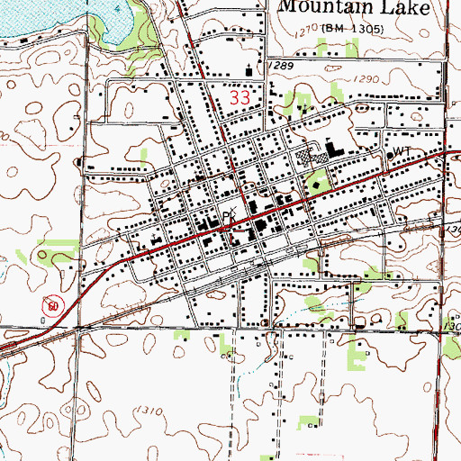 Topographic Map of Mountain Lake Police Department, MN