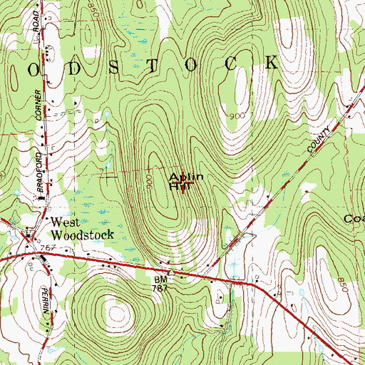 Topographic Map of Aplin Hill, CT